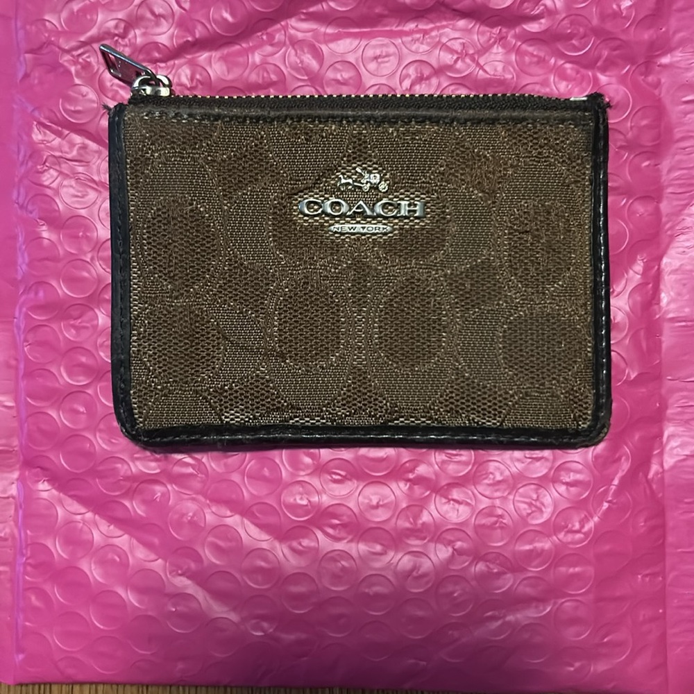 Coach Brown and Black Compact Wallet